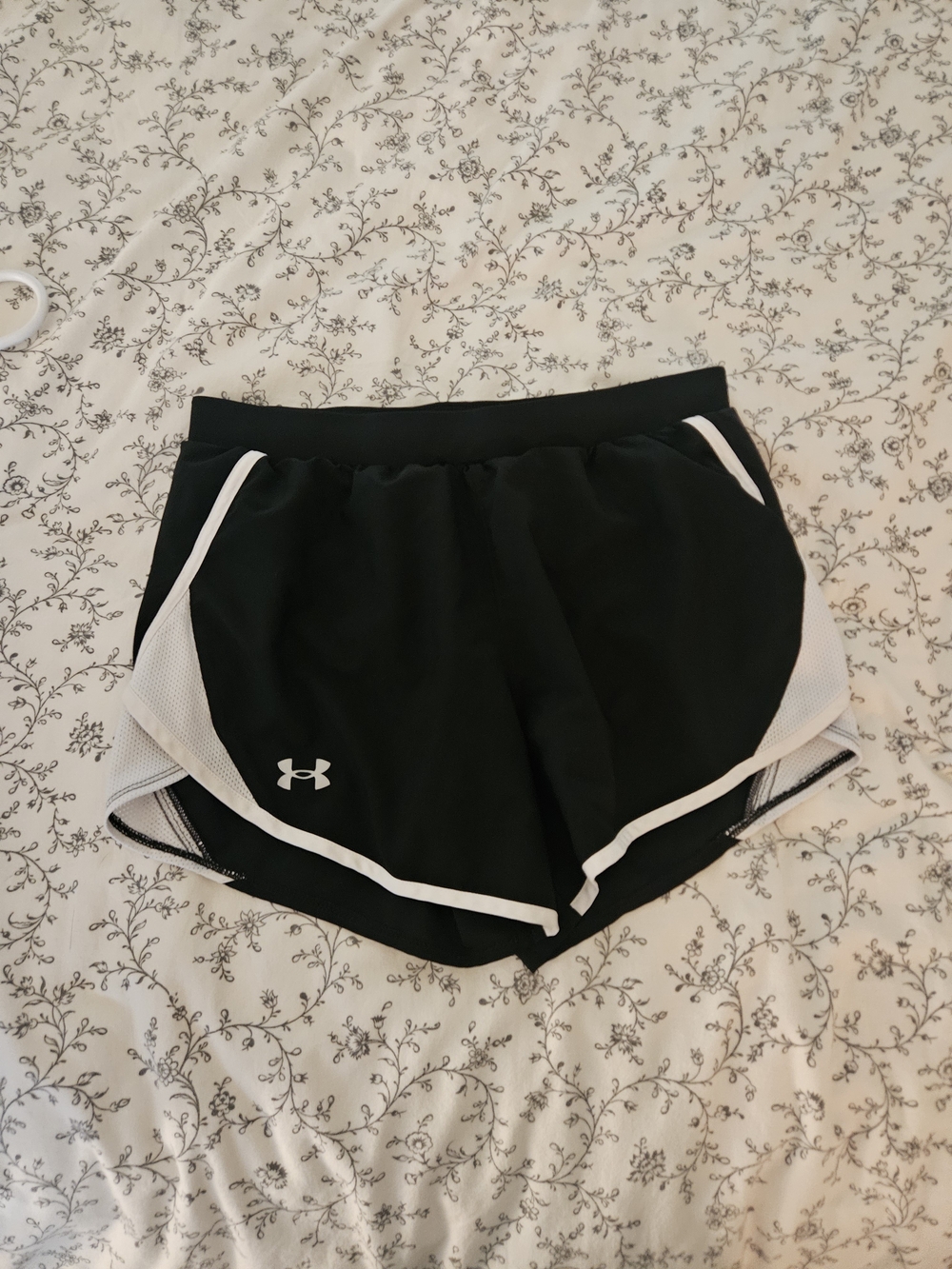 Under Armour Black Athletic Shorts with White Trim